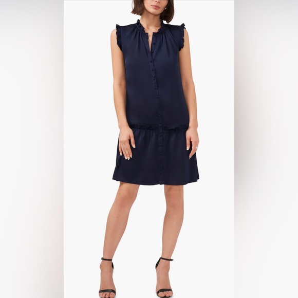 Halogen Ruffle Trim Button Down Dress - Picture 2 of 2